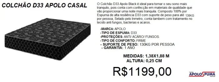 Cama box casal com colchão espuma d33 apolo black - à pronta entrega