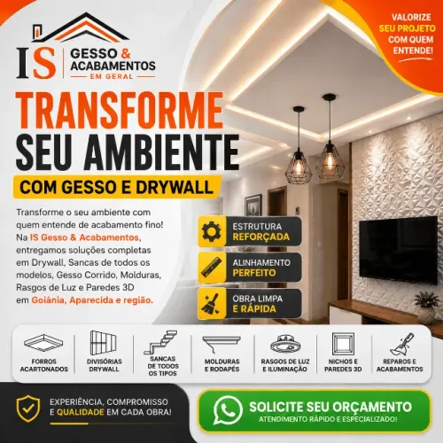 IS Gesso & Acabamentos em Geral - Drywall, Sancas, Molduras e Gesso Corrido