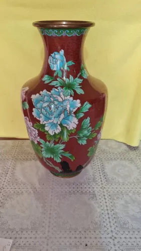 Lindo grande jarro de cloisonné 40 cm 