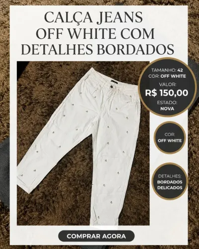 Calça jeans Off White com pérolas