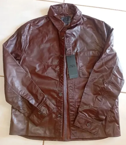 Jaqueta/Overshirt Zara 100% Couro Legítimo de Búfalo - Nova com Etiqueta