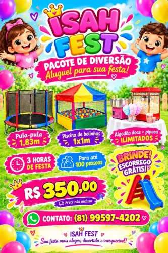 ALUGUEL PULA-PULA,PISCINA DE BOLINHA , ALGODÃO DOCE E PIPOCA