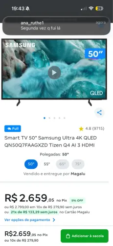 Smart TV 50" Samsung Ultra 4K ultra hd