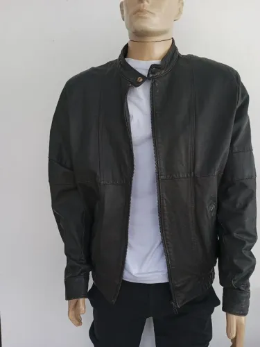 Jaqueta de Couro Masculina Vintage Preta - Tam 50 (Veste G) - Impecável