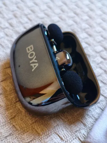 Microfone Lapela Sem fio Boya Mini 2 USB-C IA-ANC Prata Lunar