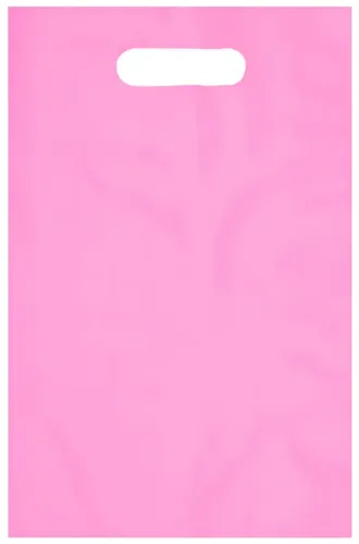 Sacolas Plásticas com Boca Palhaço de 30x40 com Alça Vazada Cor Rosa - 100 unidades - NOVO