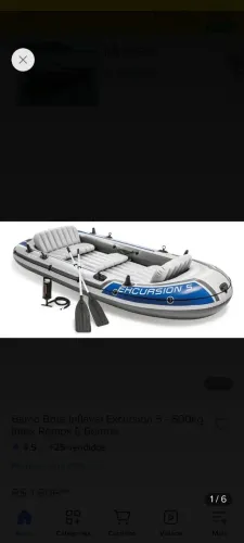 Bote inflavel intex excursion 5 novo com acessórios