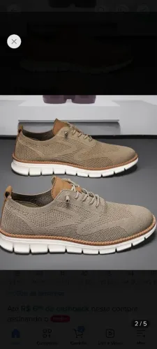 Sapatênis casual macio marrom ou branco