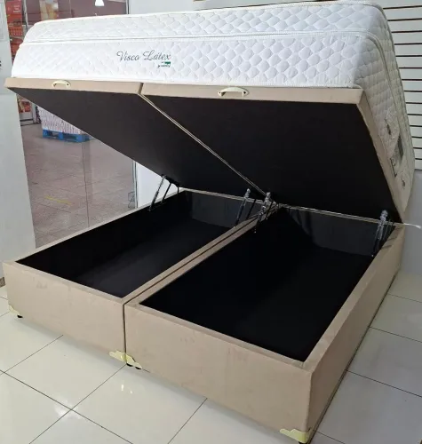Cama King Size Baú, Mannes, PREMIUM - ENTREGA GRÁTIS