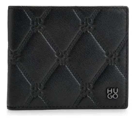 Carteira Hugo Boss 50529552 com design Liso preto de 100% pele de vaca x 24cm