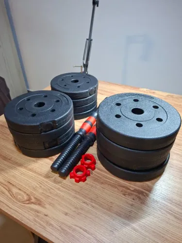 Kit de Halteres Ajustáveis 20kg - Anilhas Revestidas e Rosca (Excelente Estado)