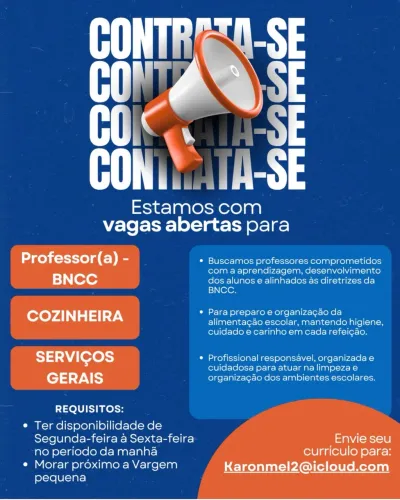 Contrata-se auxiliar e cozinheira