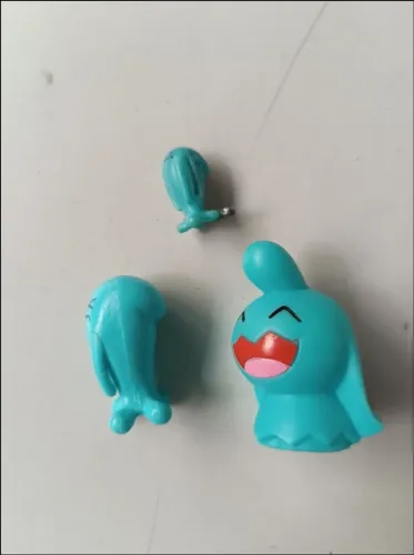 Kit 3 Colecionáveis Pokémon Wobbuffet & Wynaut (Dedoche Original - Bandai / Nintendo 2002)