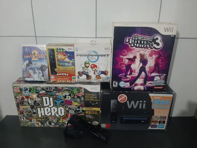 Wii Black com assessórios