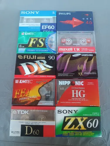 Fita cassete lote 10 fitas virgens lacradas diversos