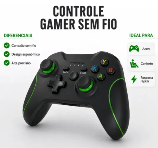 Controle Usb Sem Fio Para Xbox One E Pc Cor Preto Joystick