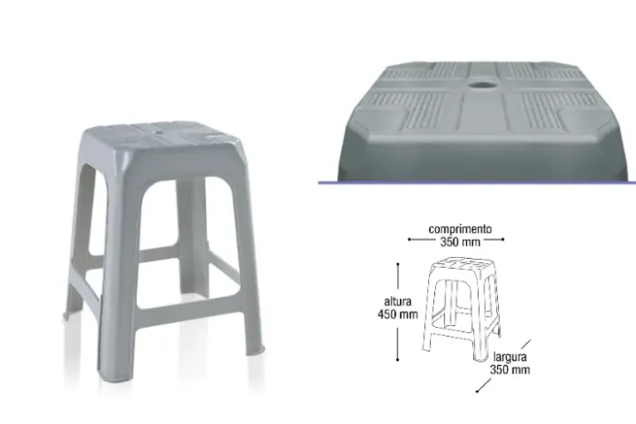 banqueta banco plastico cinza bclpm  arqplast 350 x 350 x 450 mm