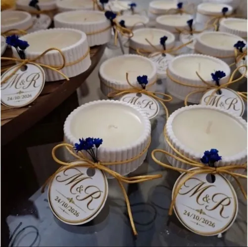 Kit lembrancinhas velas no pote de gesso