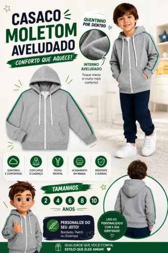 Casado de moleton aveludado infantil