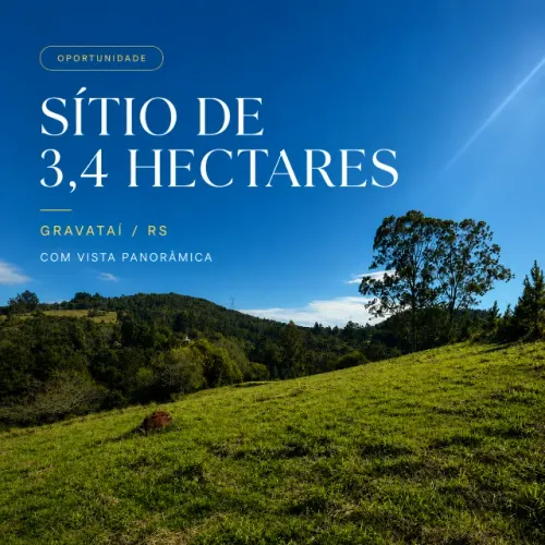 SÍTIO DE 3,4 HECATRES, COM VISTA PANORÂMICA, OTIMO PARA MORADIA OU LAZER.