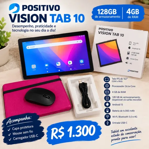 Tablet Positivo Vision TAB 10 - 128GB | 4GB RAM | 4G