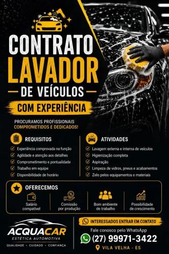 Contrata-se Lavador de veículos
