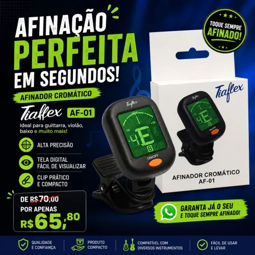 Afinador cromático Tiaflex para instrumentos musical