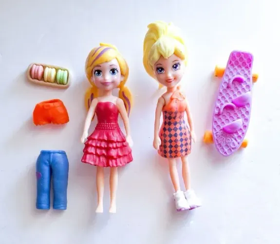 kit polly pocket com acessórios skate