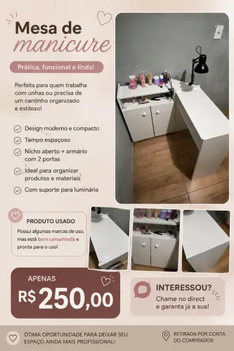 Mesa em L de manicure