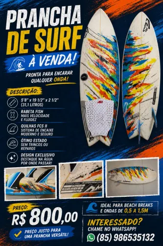 Prancha de Surf WR Fish 5?8? - 31,1 Litros + Quilhas FCS II
