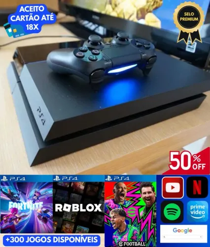OPORTUNIDADE! PS4 BLACK PIANO + 300 JOGOS DISPONÍVEIS!