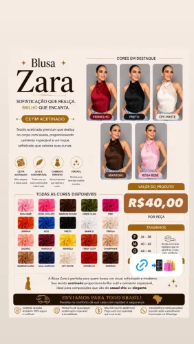 Blusa Zara cetim