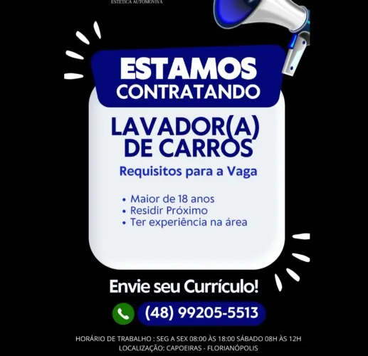 Vaga Lavador de veículos - Capoeiras