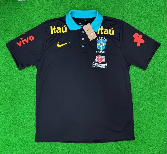 Camisa Polo Seleção Brasil Preta