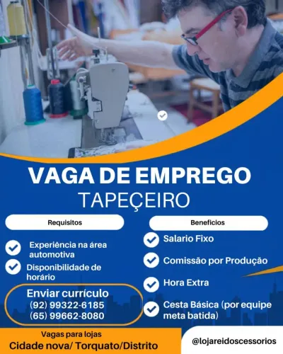 Vaga de tapeceiro disponível.