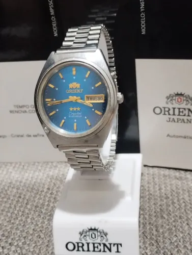 ORIENT três estrelas automático azul anos 2000