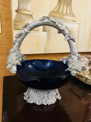  Vaso fruteira em Murano cristal  e resina  