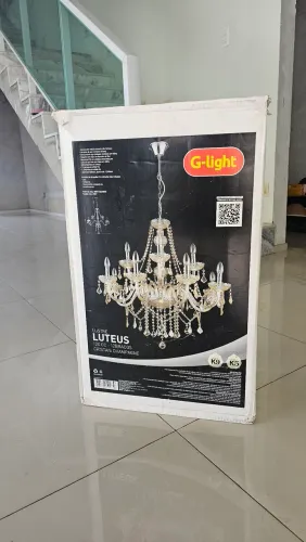 Lustre G-light Luteus 12 Braços - Cristais Champagne | Novo na Caixa