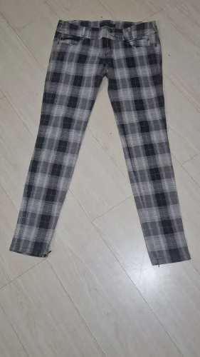 Calça tecido, skinny xadrez TRF