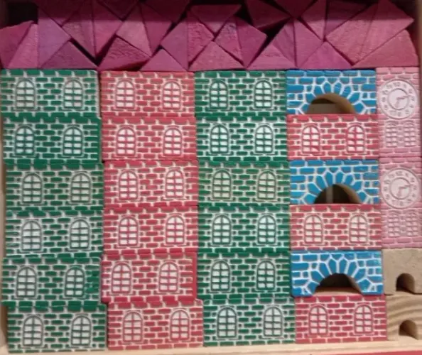 Brinquedo Antigo Tijolinho Mágico/Engenheiro Xalingo-Anos 70 - usado 423 peças