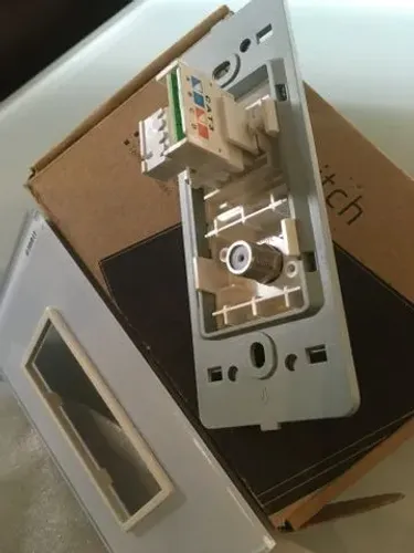 Tomada Livolo telefone + coaxial, lindo design em vidro temperado novo na caixa