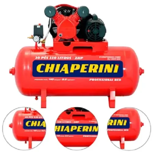 Compressor De Ar Elétrico 10 Pés 140 Libras Chiaperini Red 100 Litros 2 CV