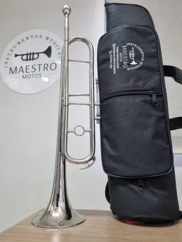 Corneta BM Sib Gatilho - NOVA - Fanfarra - Exercito - Militar - c/ Bag