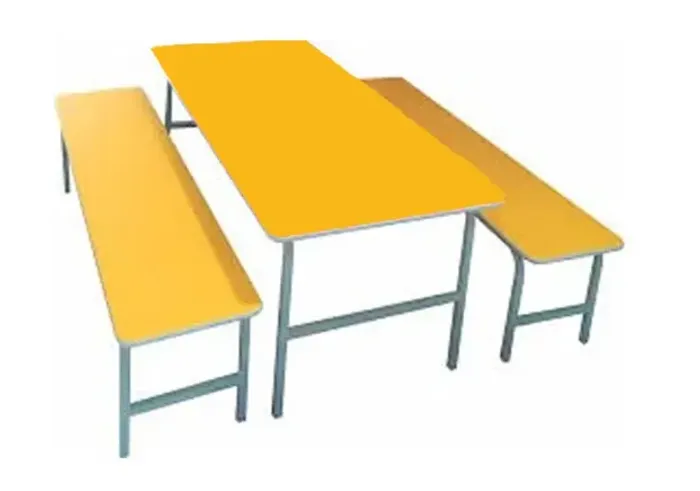 MESA DE REFEITÓRIO ADULTO 10 LUGARES TAMPO E ASSENTO COR AMARELO