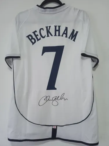 Camisa Inglaterra Copa Mundo 2002 #7 Beckham Autografada Certificada