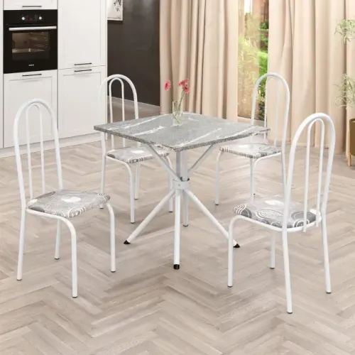 Conjunto me Mesa Ubatuba c/ 4 Cadeiras Quadrada