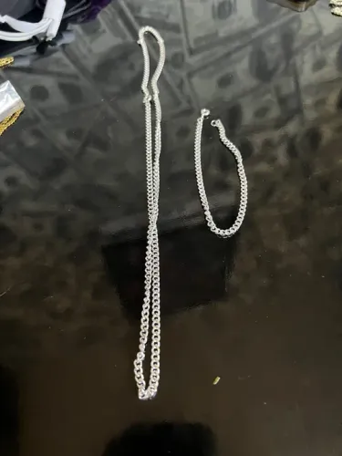 Corrente + bracelete folheado a prata 
