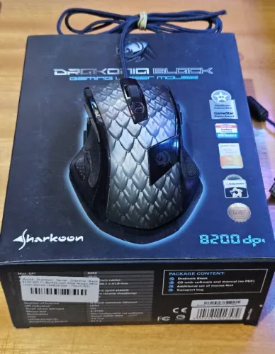 Mouse Gamer Sharkoon Drakonia Black 8200 DPI leia o anuncio