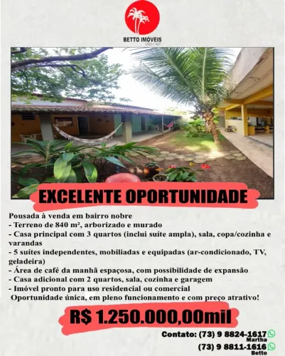 Oportunidade Única: Pousada em Bairro Nobre de Prado - R$ 1.250.000