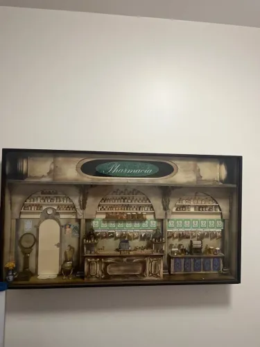 Quadro cenário / maquete de farmácia antiga